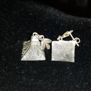 Sterling silver 925 pierced pyramid earrings